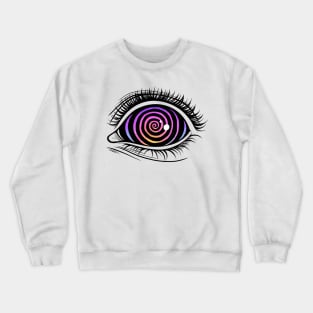 Psychedelic Eye. Raibow color. Pink Crewneck Sweatshirt